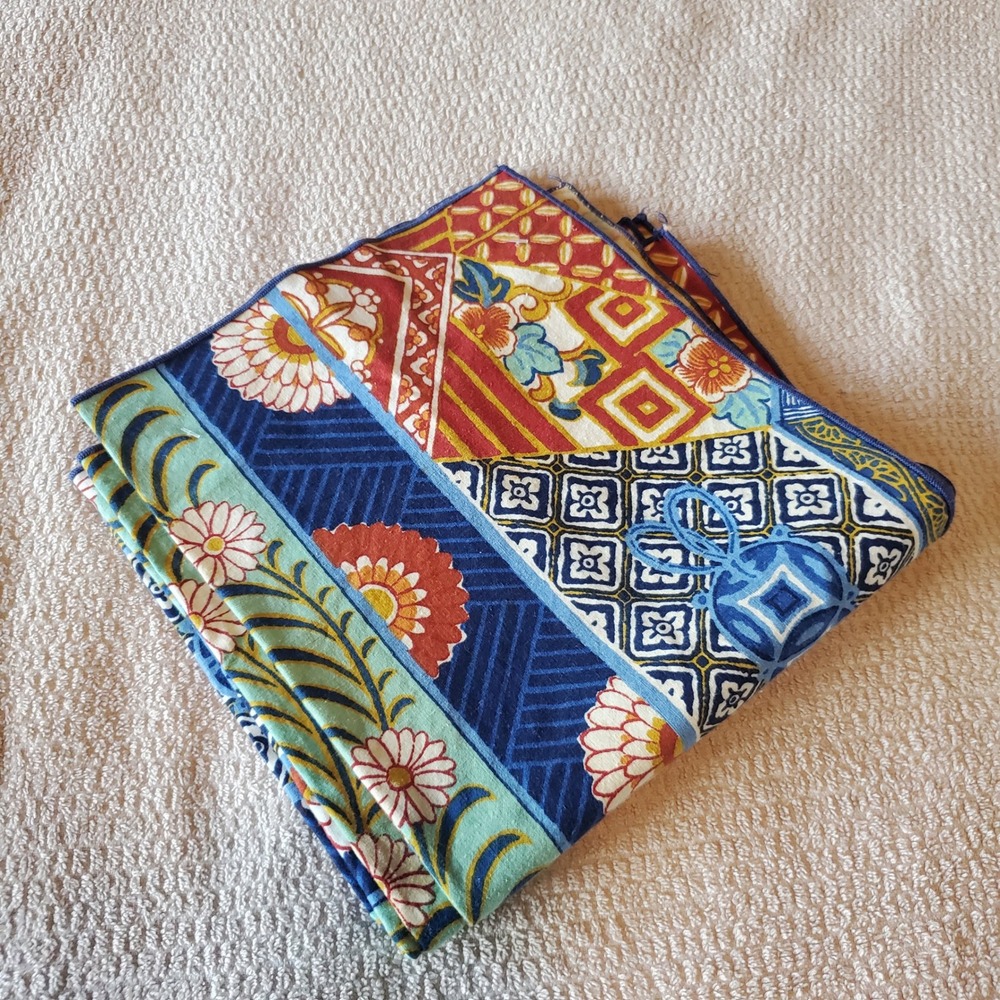 Jay Yang for Woodco Vtg 80's Chinoiserie Patchwork Cotton Napkins Set of 4 Blue